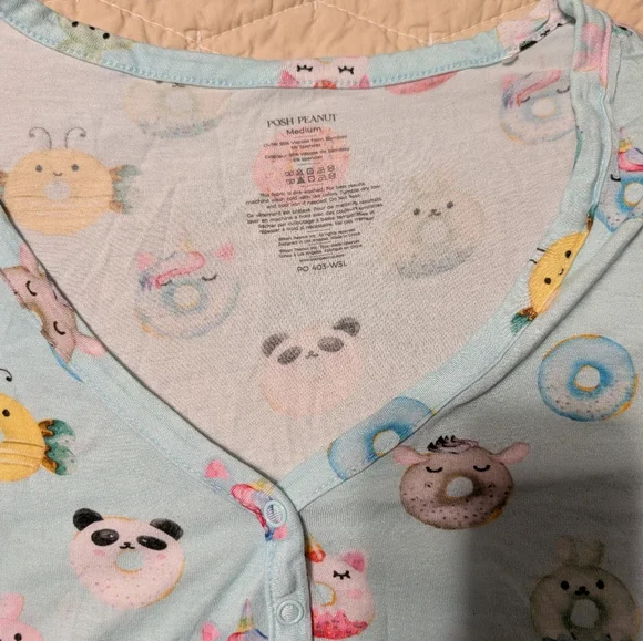 Women's Posh Peanut Pajamas Light Blue Donut Print - Picture 3 of 3